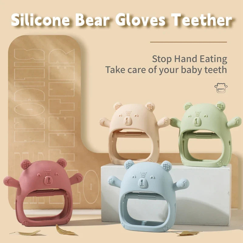 Cartoon Bear Baby Teething Gloves
