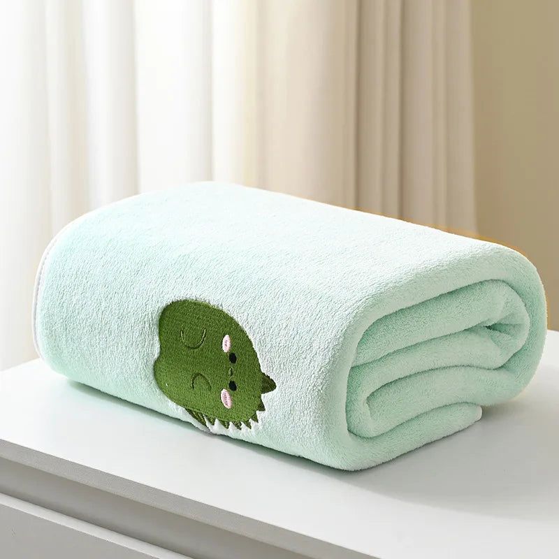 Printed Baby Bath Towel with Embroidery - 43x41 inch