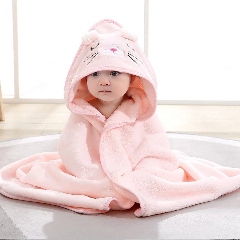 Serviette de bain bébé animal dessin animé avec capuche