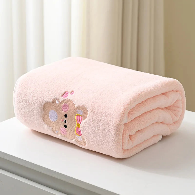 Printed Baby Bath Towel with Embroidery - 43x41 inch