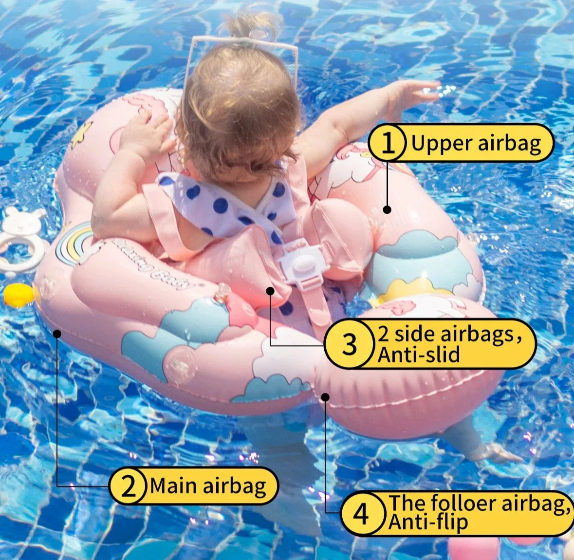 Flotteur de natation gonflable pour bébé avec auvent et support de poitrine