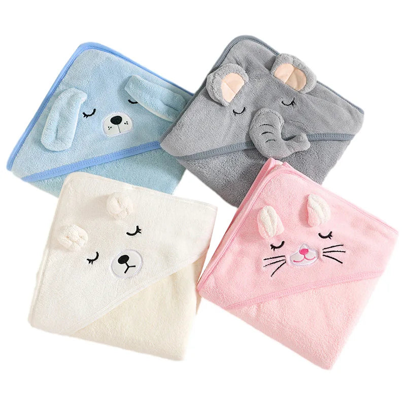 Serviette de bain bébé animal dessin animé avec capuche