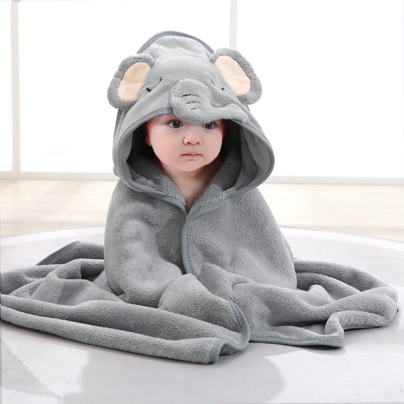 Serviette de bain bébé animal dessin animé avec capuche