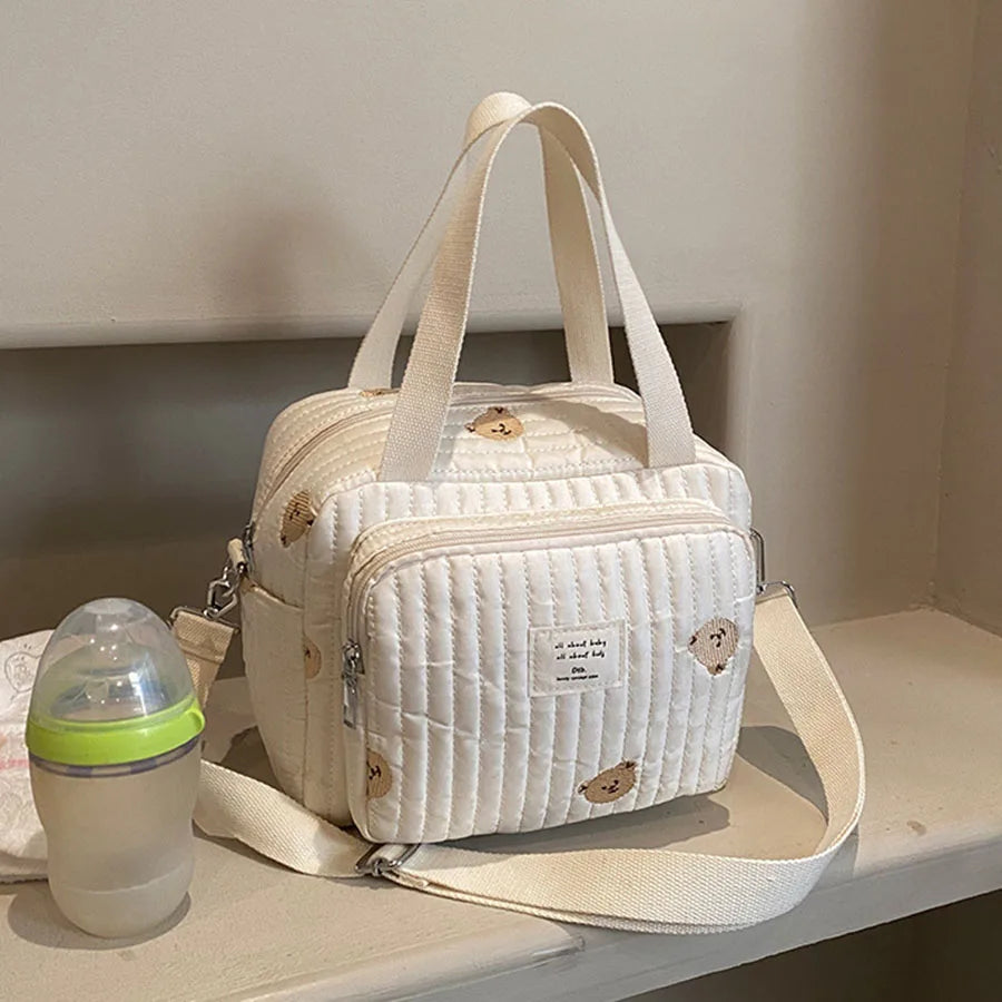 Bear embroidery baby diaper handbag