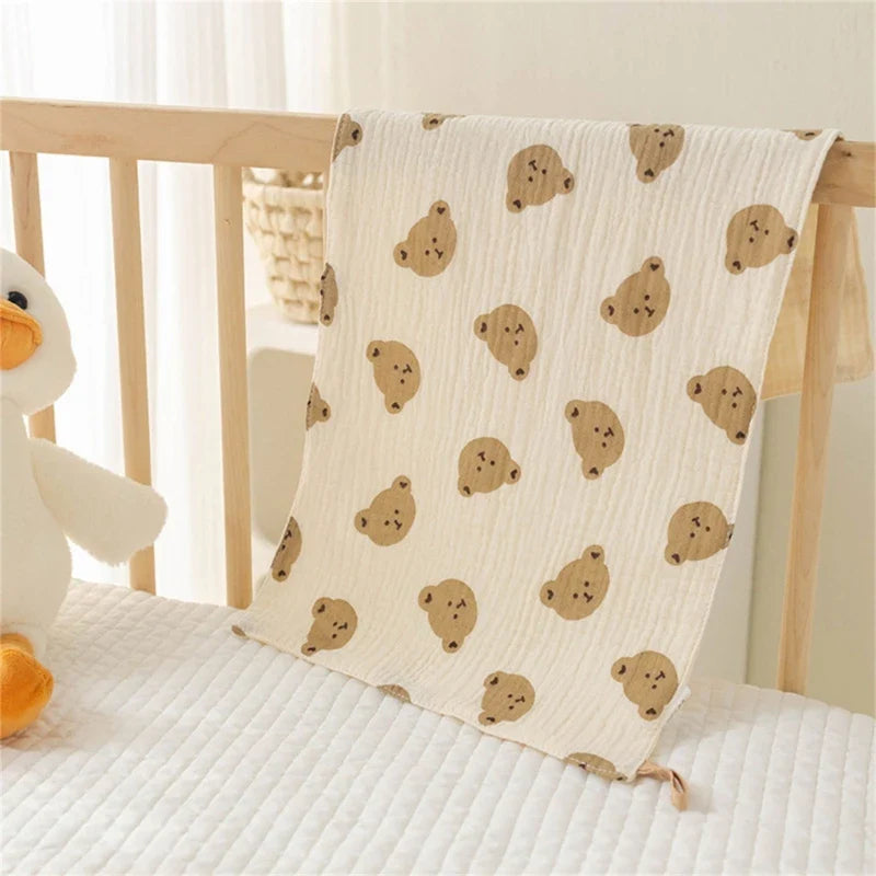 Ensemble serviette de visage et torchon pour bébé en mousseline