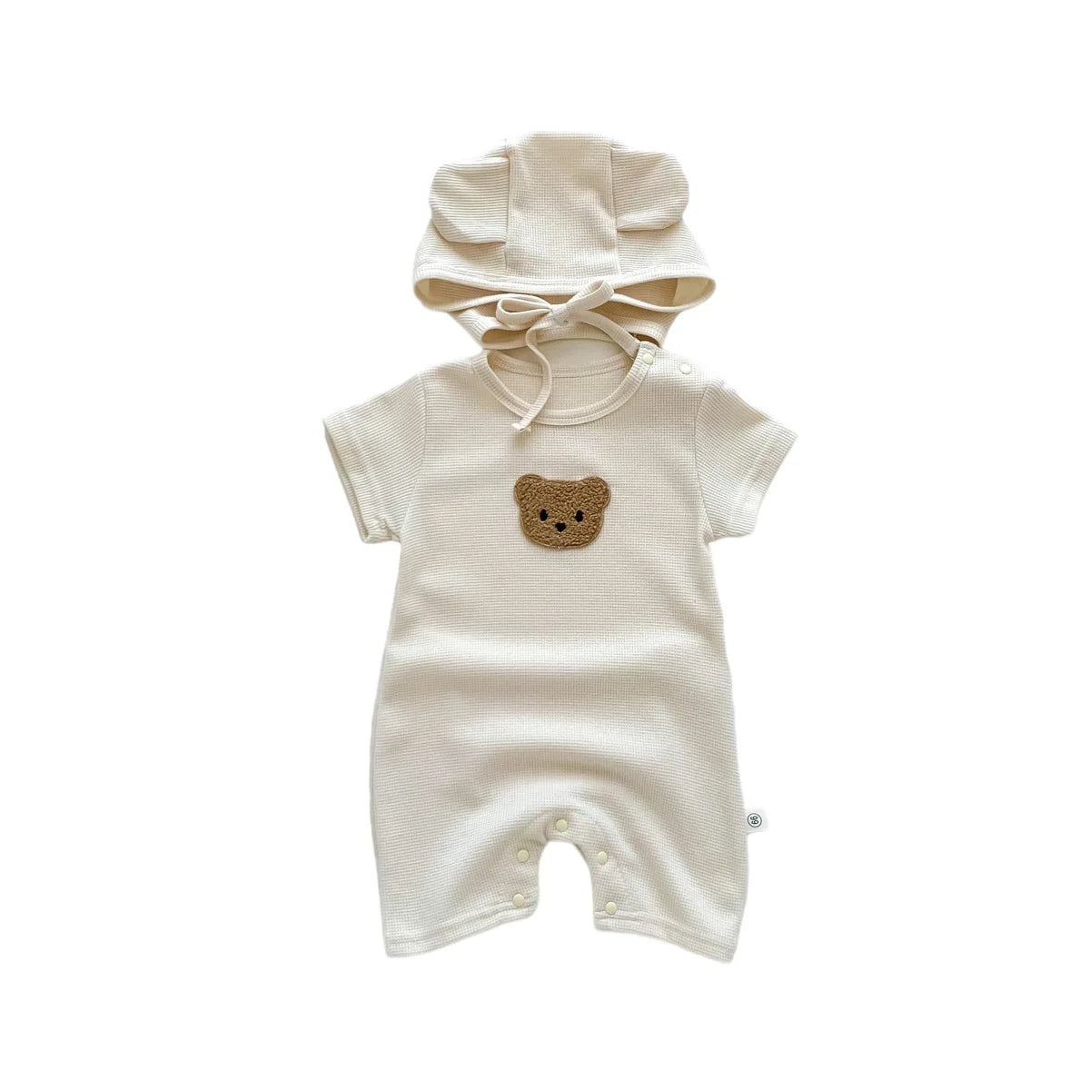 Combinaison bébé ours à patch gaufré avec chapeau