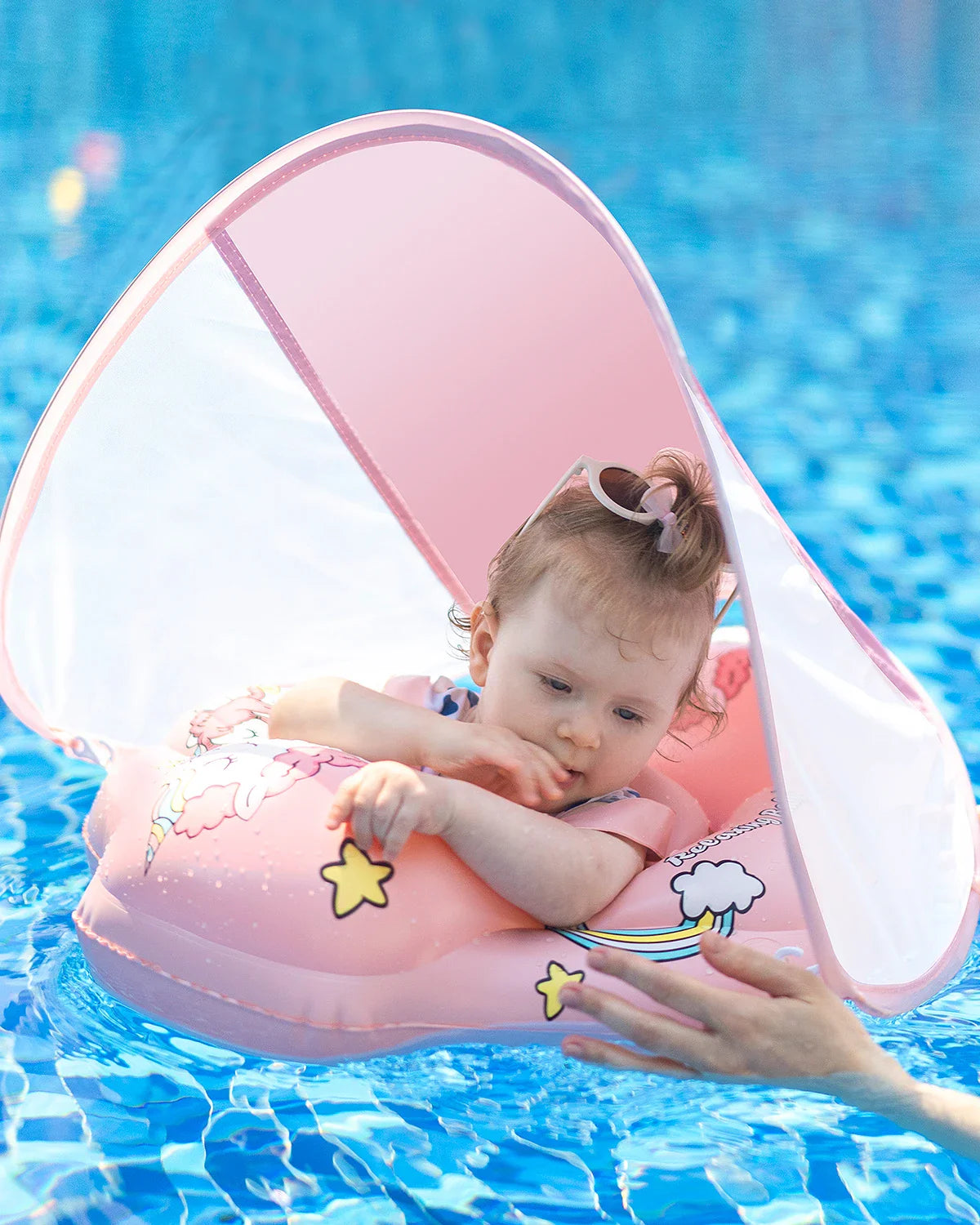 Flotteur de natation gonflable pour bébé avec auvent et support de poitrine