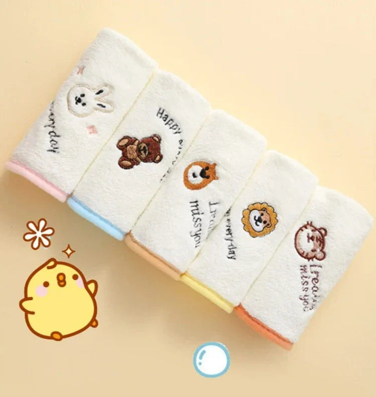 Lot de 5 serviettes bébé velours corail