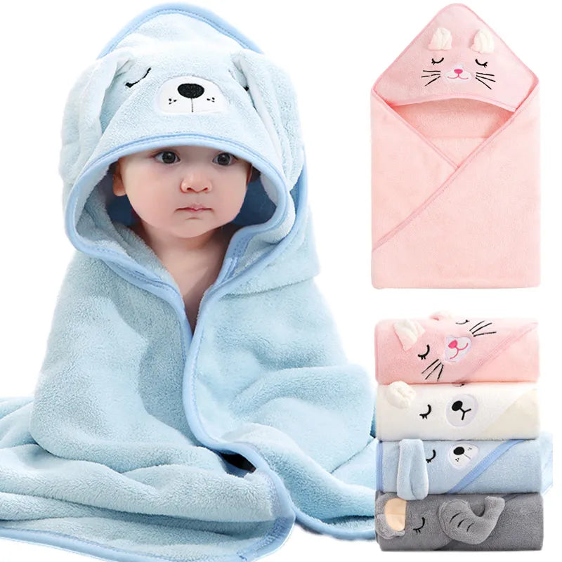 Serviette de bain bébé animal dessin animé avec capuche