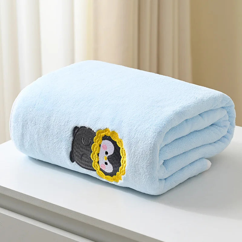 Printed Baby Bath Towel with Embroidery - 43x41 inch