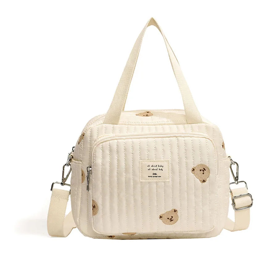 Bear embroidery baby diaper handbag