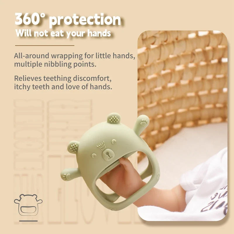Cartoon Bear Baby Teething Gloves