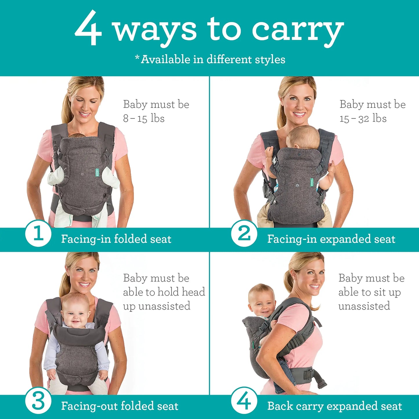 4-in-1 ergonomic baby carrier