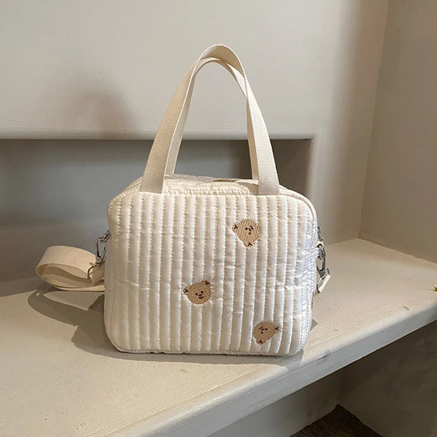 Bear embroidery baby diaper handbag