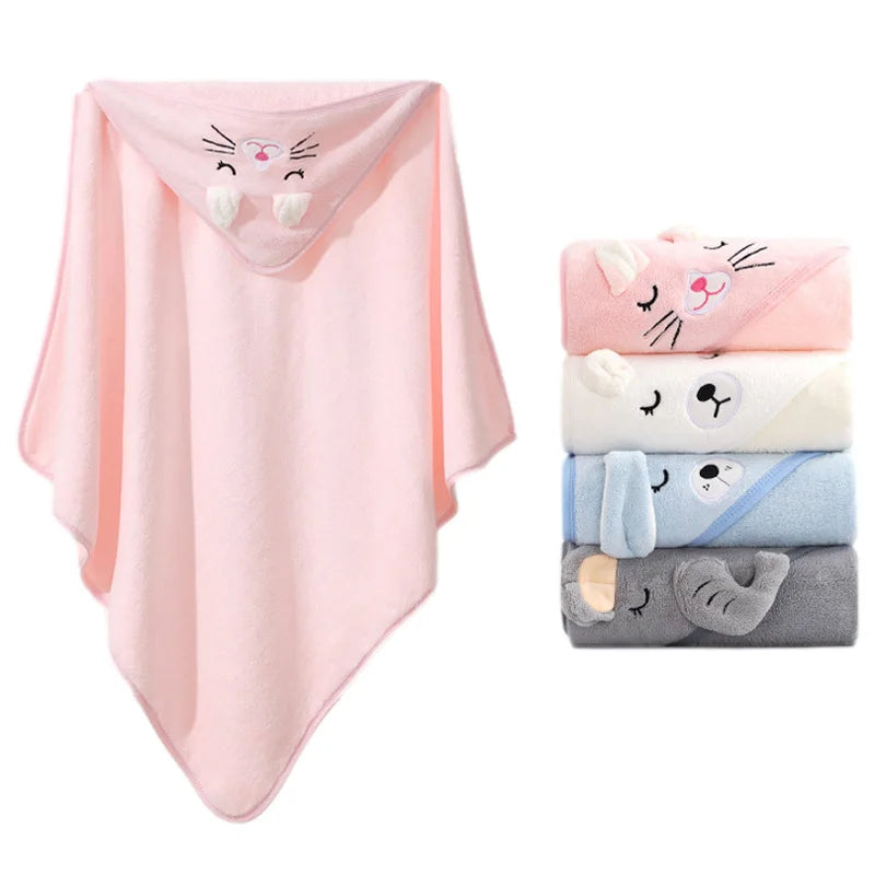 Serviette de bain bébé animal dessin animé avec capuche