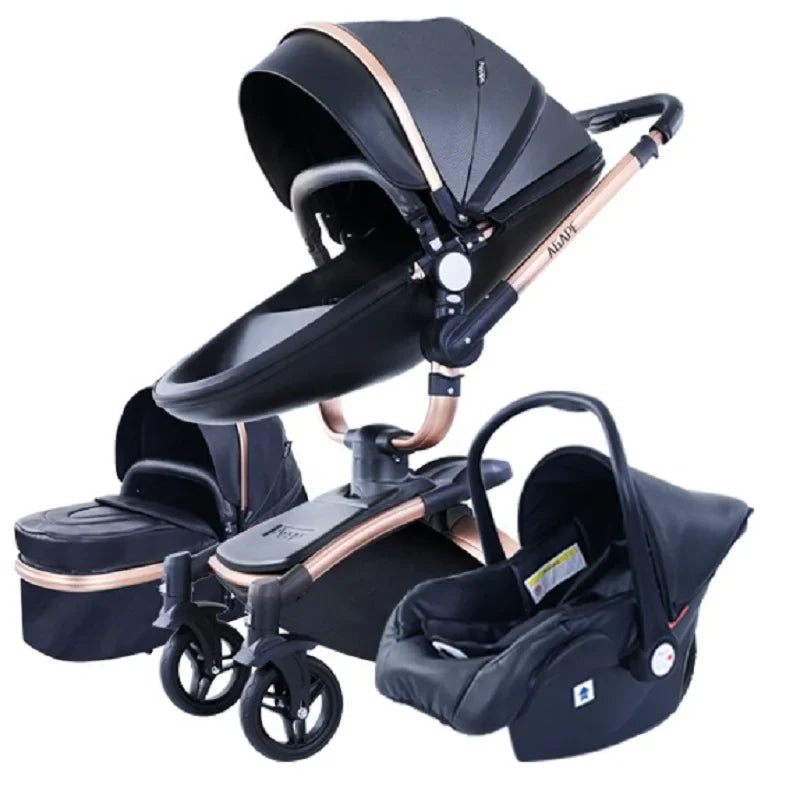 Luxe 3-in-1 Kinderwagen: Wieg, Kinderwagen en Buggy