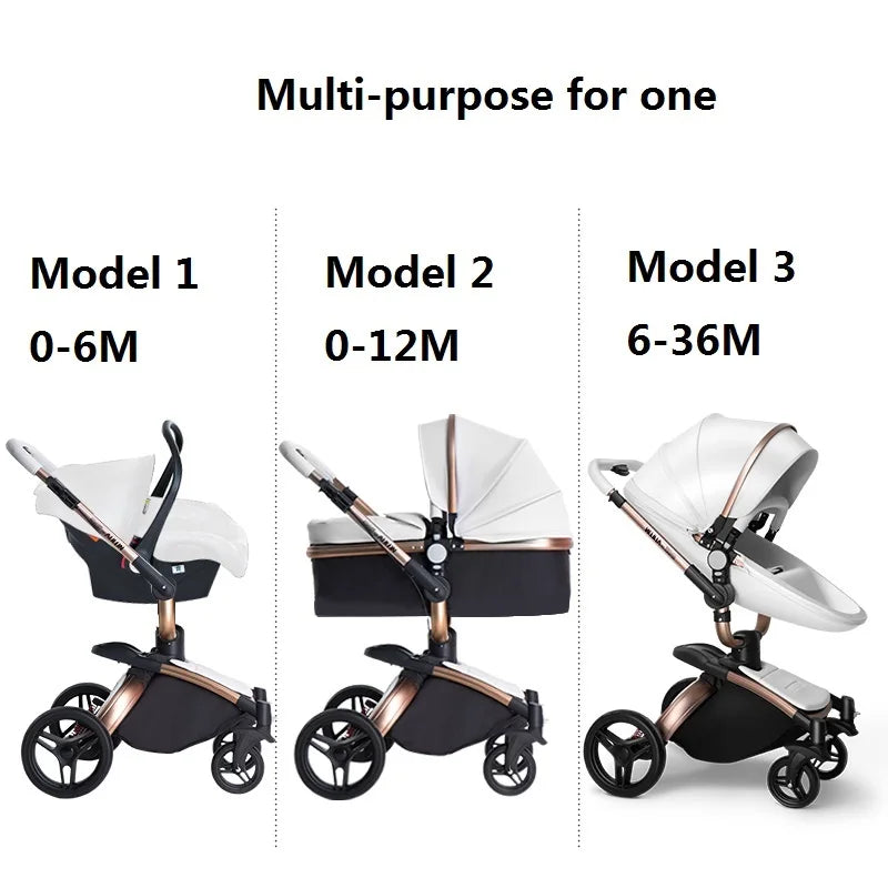 Luxe 3-in-1 Kinderwagen: Wieg, Kinderwagen en Buggy