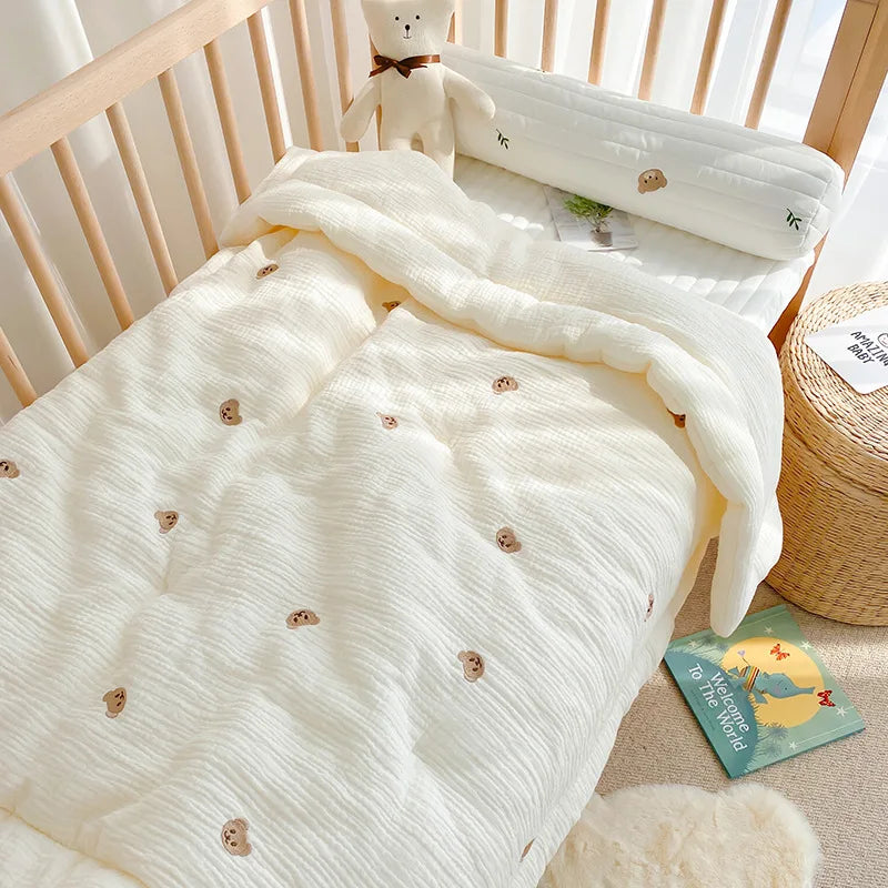 Cartoon Bear Bunny Baby Quilt - Zachte katoenen babydeken