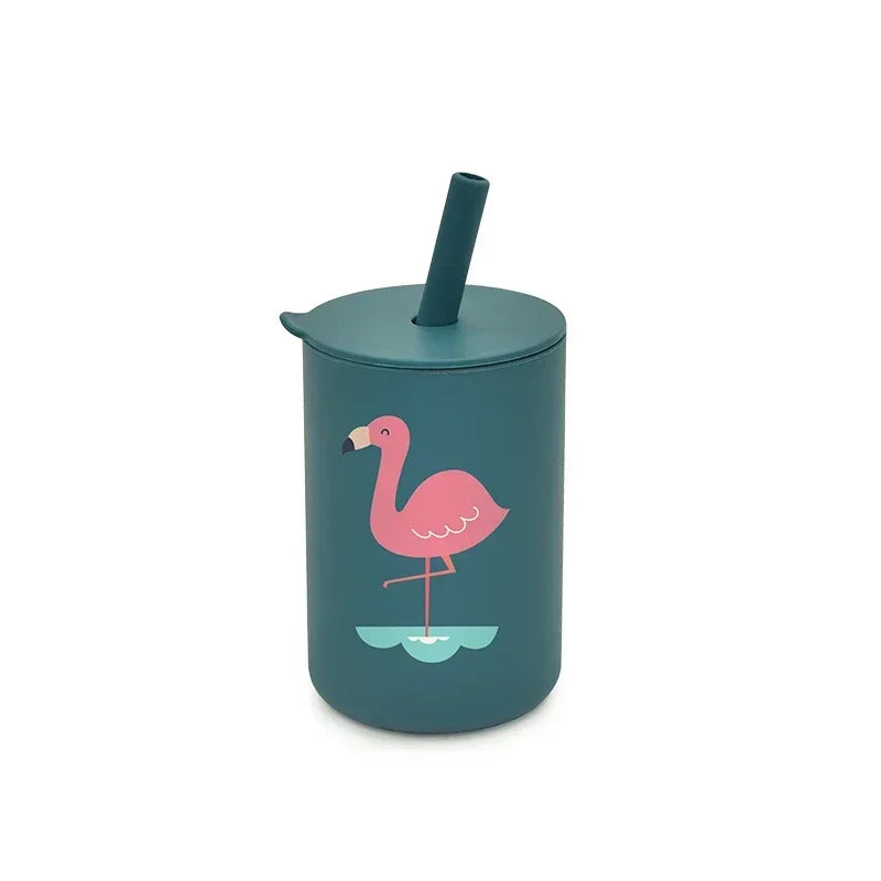 150ml Silicone Straw Baby Cup with Patterned Lid