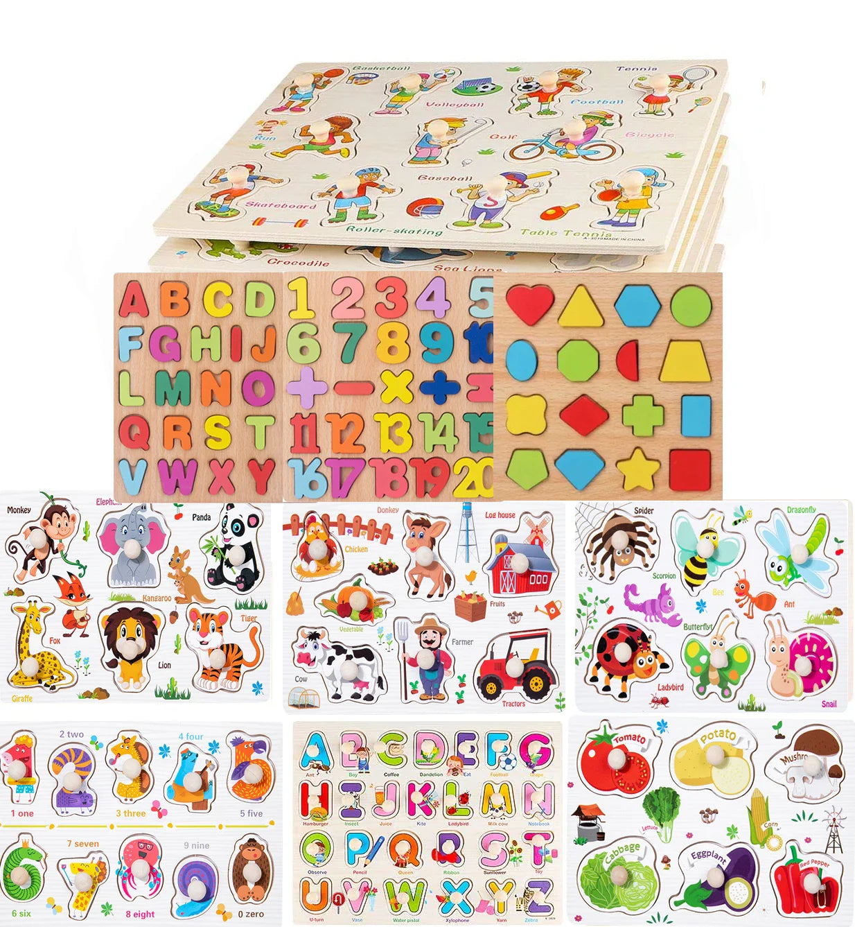 Montessori houten educatief babypuzzelspeelgoed