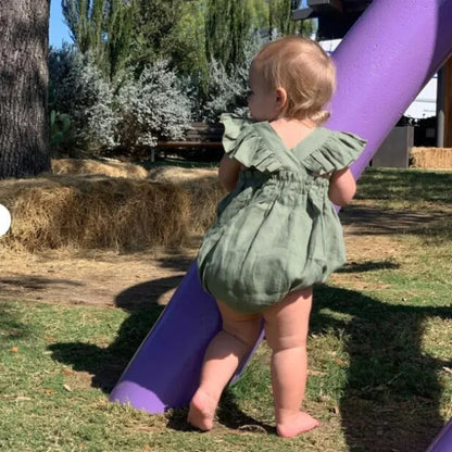 Zomer katoenen linnen babymeisje romper