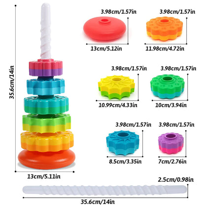 Montessori roterende regenboogtoren stapelpuzzelspeelgoed