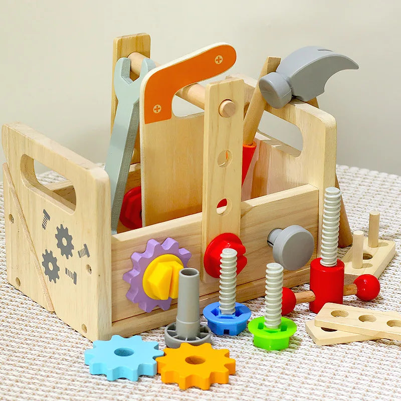 Wooden Tool Box for Kids, Pretend Play Set