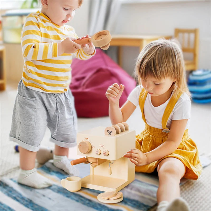 Houten Montessori-koffiezetapparaat voor kinderen