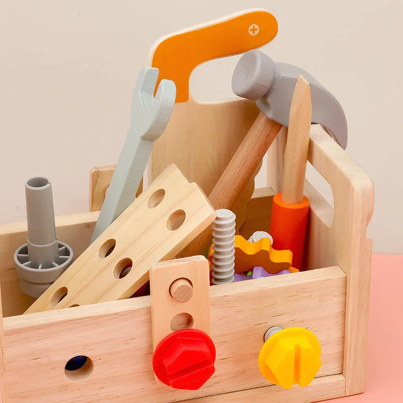 Wooden Tool Box for Kids, Pretend Play Set