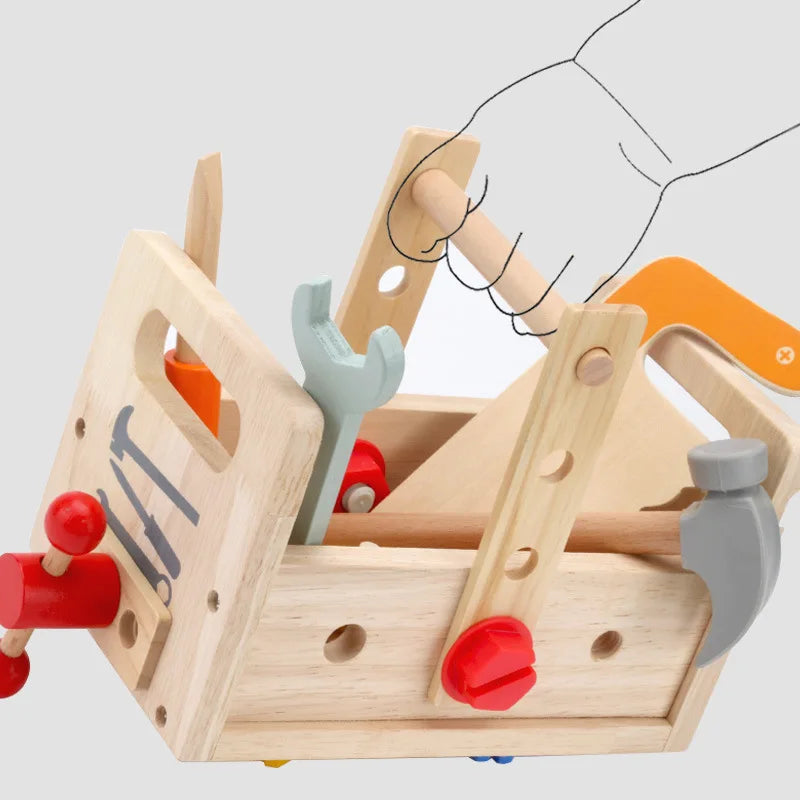 Wooden Tool Box for Kids, Pretend Play Set