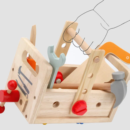 Wooden Tool Box for Kids, Pretend Play Set