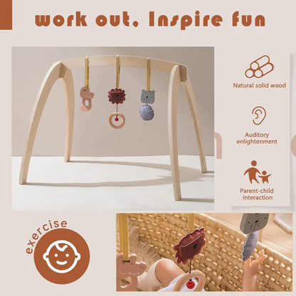 Montessori wooden rattle frame with hanging toys