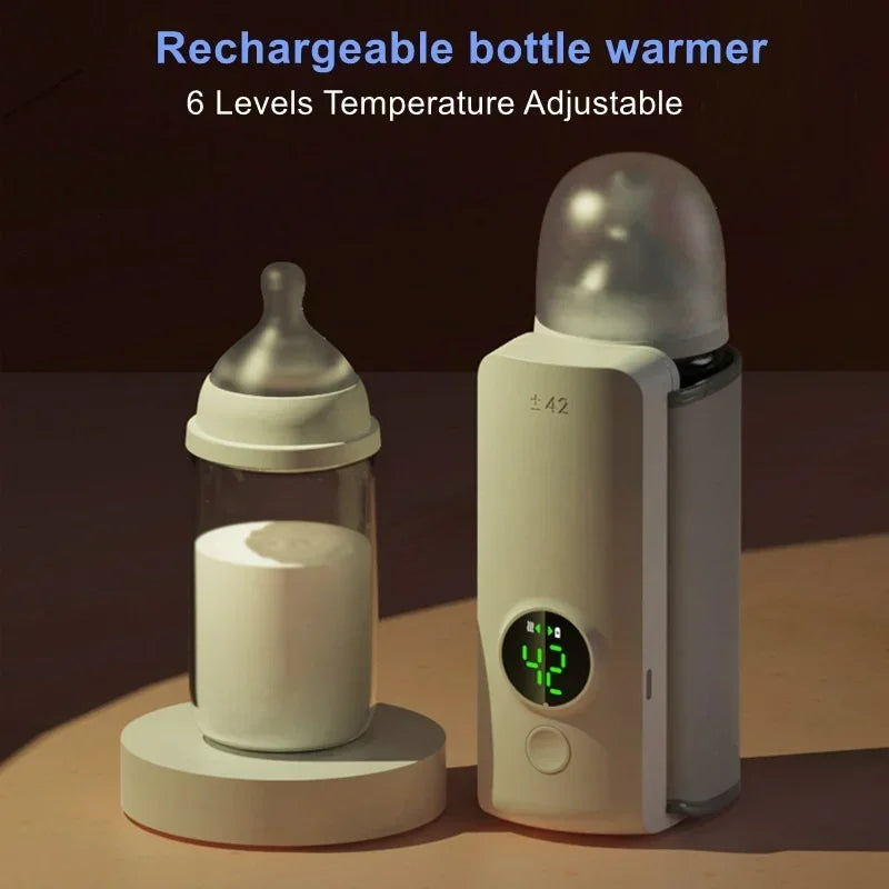 Rechargeable baby bottle warmer with temperature display