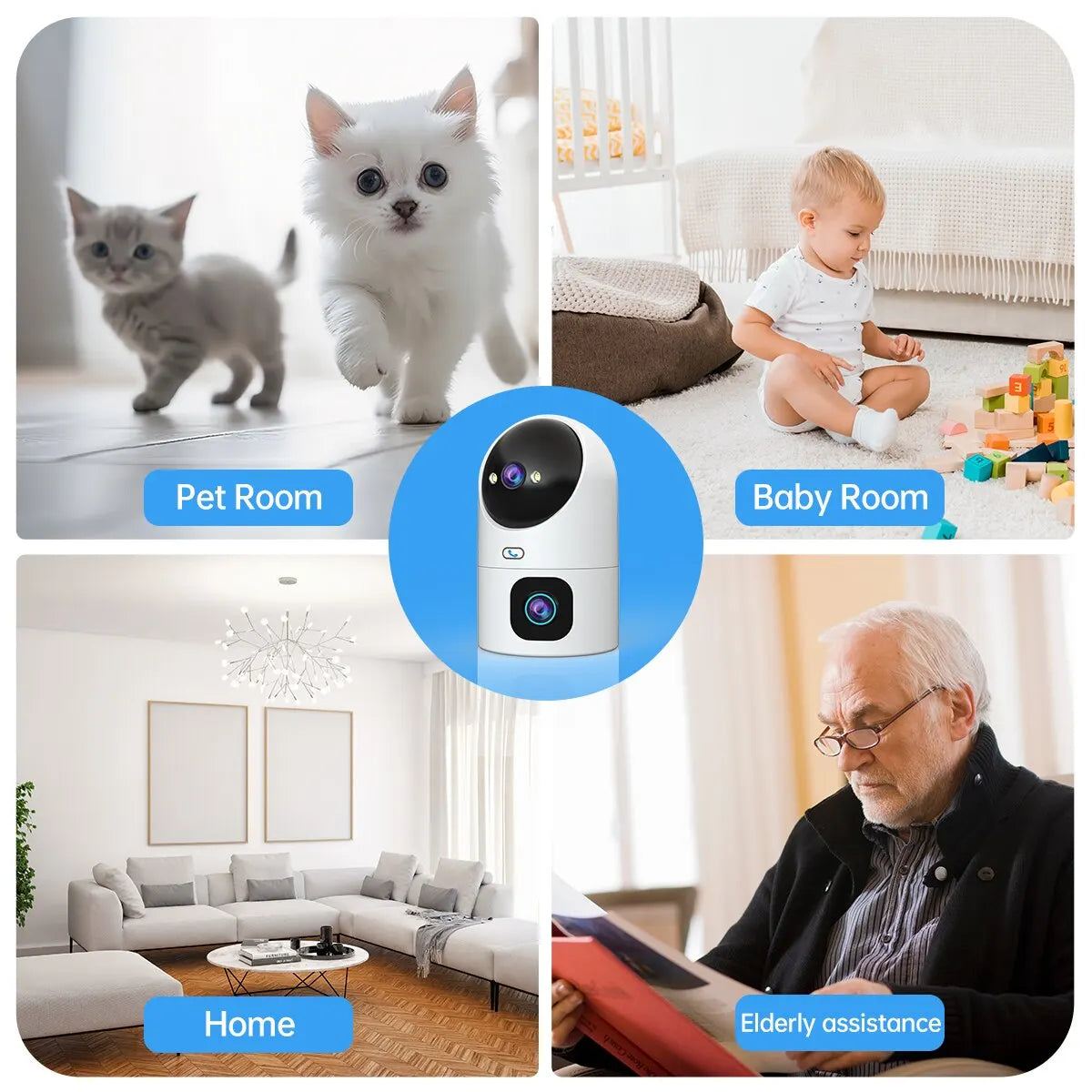 JOOAN 4K PTZ IP-camera met 10x zoom, dubbele lens, WiFi-babyfoon