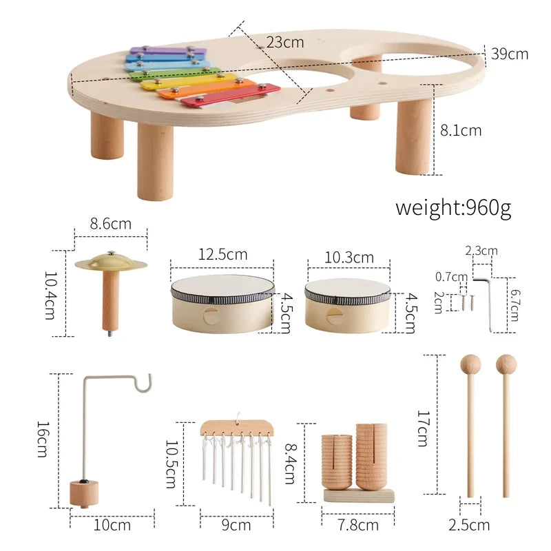 Houten Montessori Muziektent Drumspeelgoed voor baby's