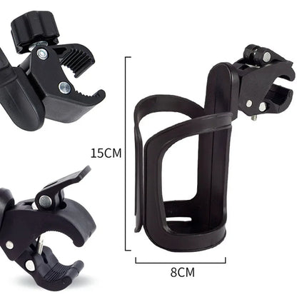 Universal 360° rotatable cup holder for strollers