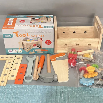 Wooden Tool Box for Kids, Pretend Play Set